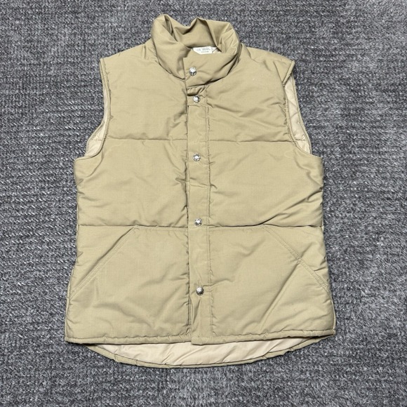 VINTAGE REI Coop Men Jacket Medium Beige Puffer Vest Goose Down 60s 70s USA READ - Picture 1 of 8